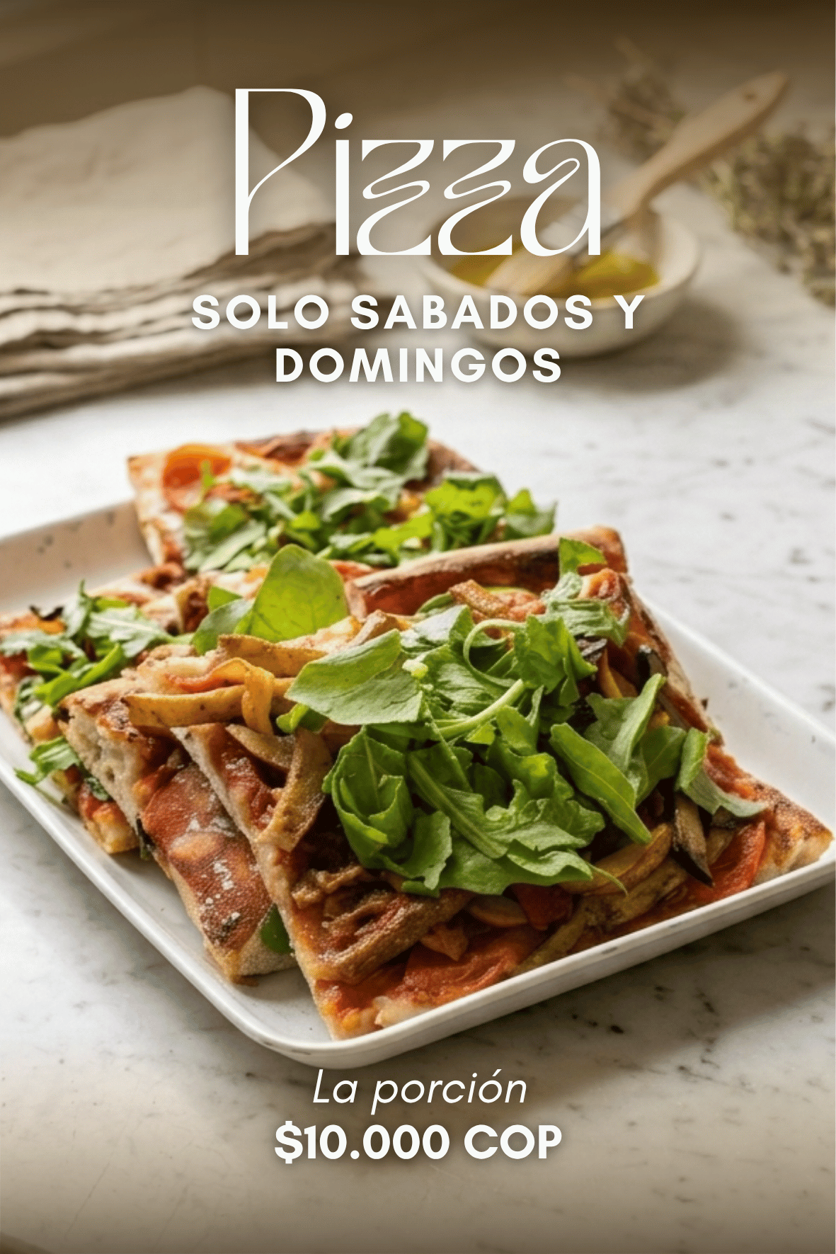 Menú de Pizza — solo sábados y domingos